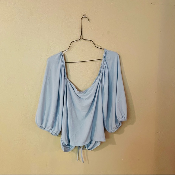 NWT Blue Drawstring Front Top - Picture 3 of 7